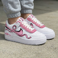 Custom AF 1s Shoes Pink Ribbon Theme Baby Pink