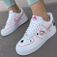 Custom AF 1s Shoes Poker Elements Cartoon Eyes Baby Pink Black