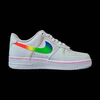 Custom AF 1s Shoes Rainbow Swoosh Pink Accents