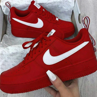Custom AF 1s Shoes Red and White