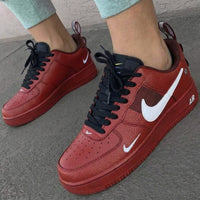 Custom AF 1s Shoes Red Black White
