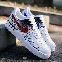 Custom AF 1s Shoes Red Blue Street Graffiti