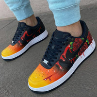 Custom AF 1s Shoes Rose Pattern Orange Black