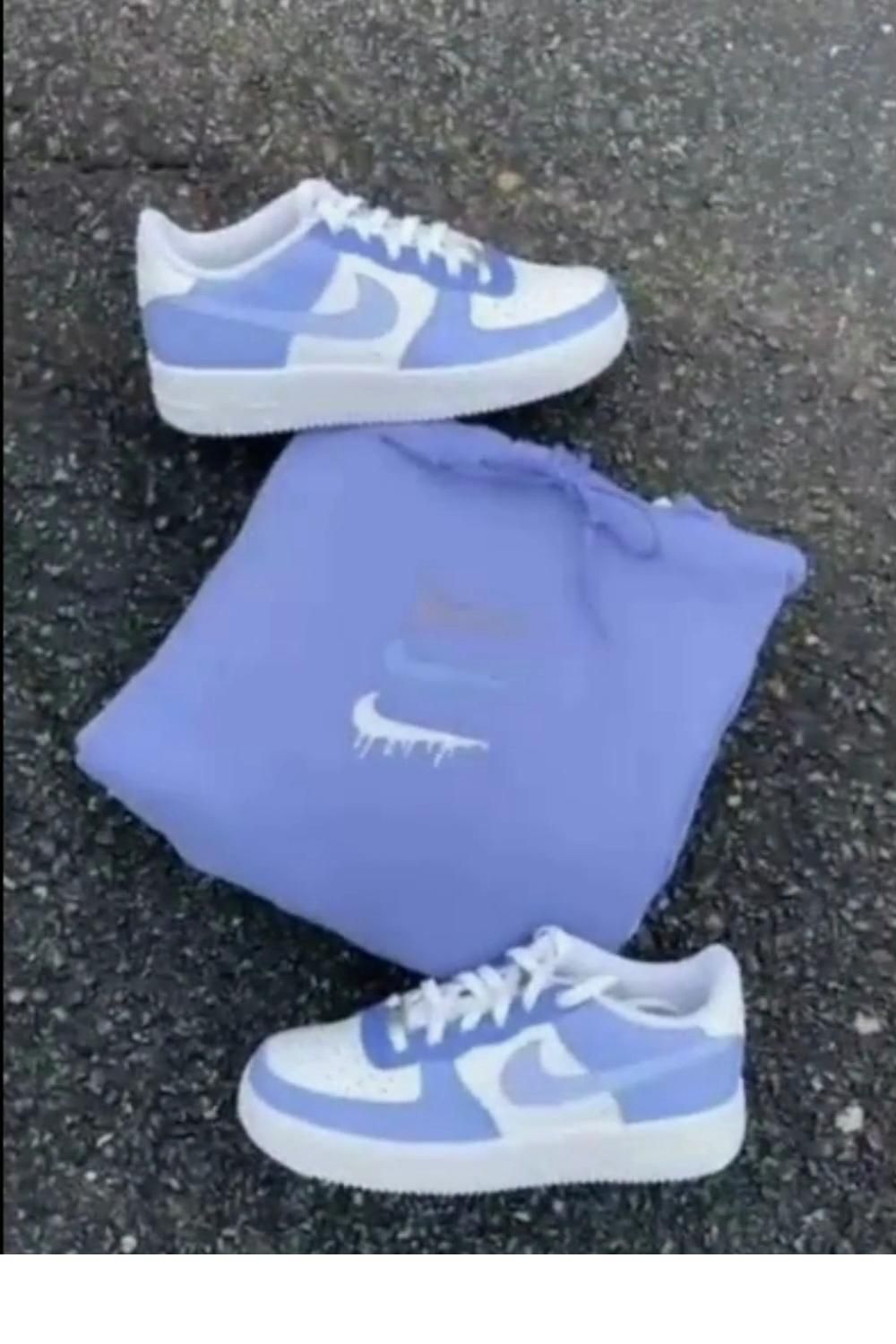 Custom AF 1s Shoes Serene Baby Blue and Crisp White