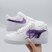 Custom AF 1s Shoes Snake White Purple