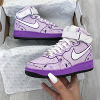 Custom AF 1s Shoes Splash Pattern Baby Purple