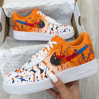 Custom AF 1s Shoes Splatter Paint Orange Blue Red