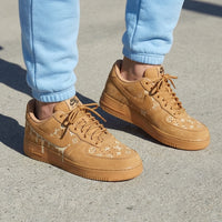 Custom AF 1s Shoes Suede LV Drip Tan White