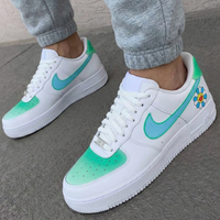 Custom AF 1s Shoes Sunflower Green Baby Blue