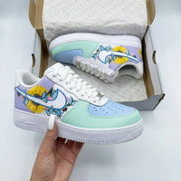 Custom AF 1s Shoes Sunflowers Butterflies Baby Blue Mint Green Lavender