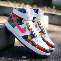 Custom AF 1s Shoes Sweet Macaron Pink Purple Triangle Geometric