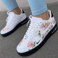 Custom AF 1s Shoes Sweet Rose Pattern Black Pink