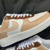 Custom AF 1s Shoes Tan Brown Dual Tone