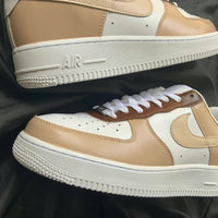 Custom AF 1s Shoes Tan Brown Dual Tone