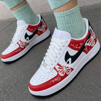 Custom AF 1s Shoes with Butterflies Red Black