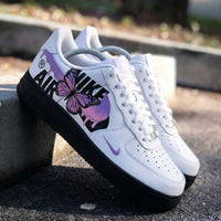 Custom AF 1s Shoes with Butterfly Design Black Purple