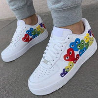 Custom AF 1s Shoes with Heart Shapes and Multicolor
