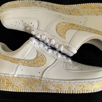 Custom AF 1s Shoes with Speckled Gold Design