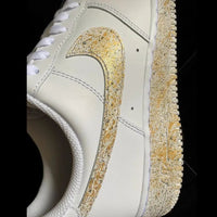 Custom AF 1s Shoes with Speckled Gold Design