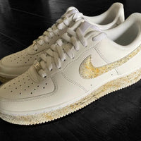 Custom AF 1s Shoes with Speckled Gold Design