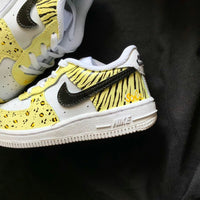 Custom AF 1s Shoes with Zebra and Leopard Patterns Yellow Black