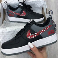 Custom AF 1s Stranger Things Black Gray Red