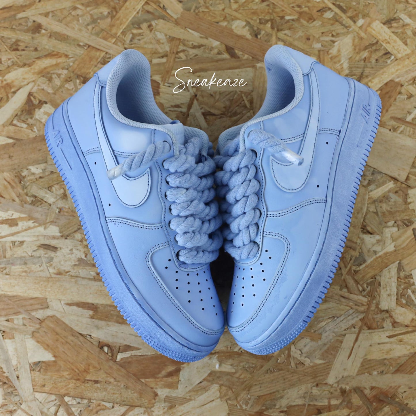 Custom Air Force 1 Baby Blue And Thick Hemp Rope