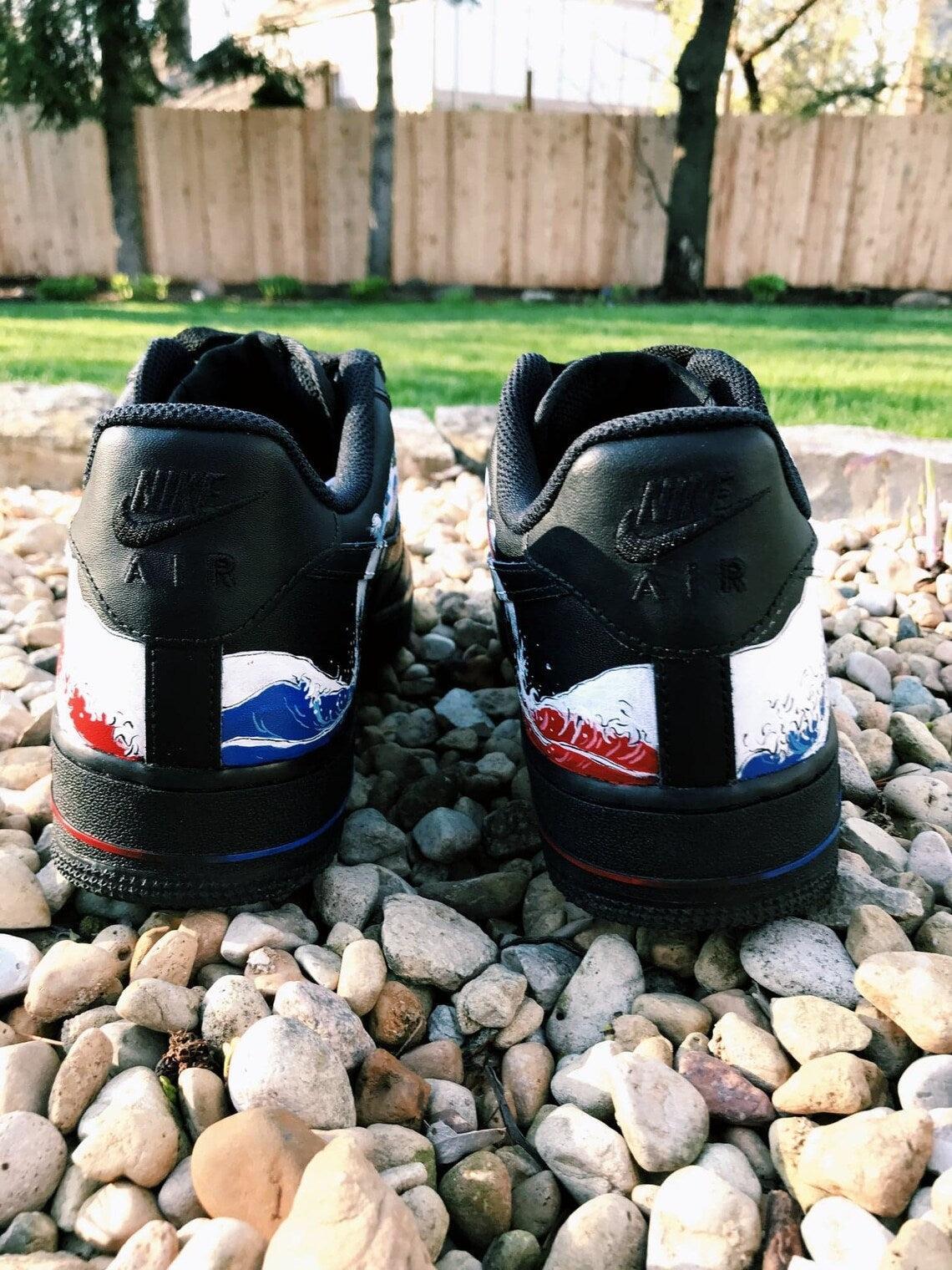 Custom Air Force 1 Black Multi Color Wave Look