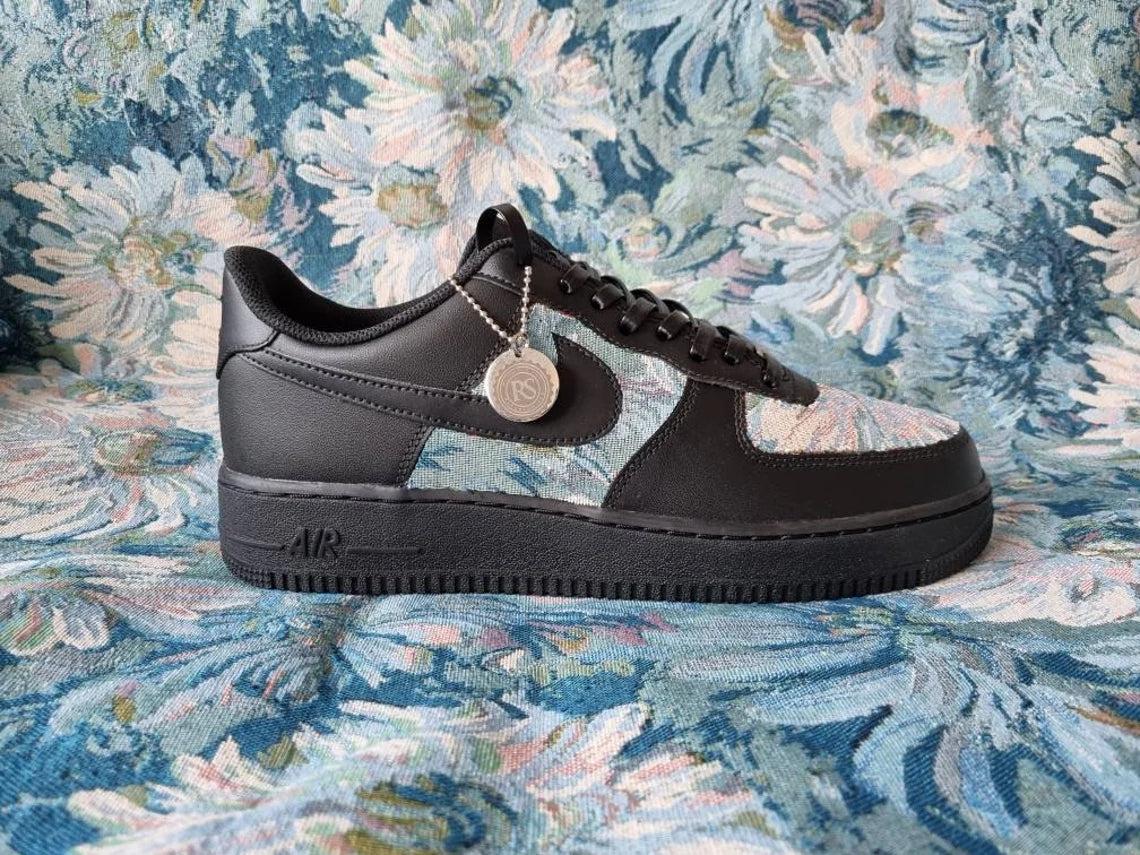 Custom Air Force 1 Black With Floral Pattern