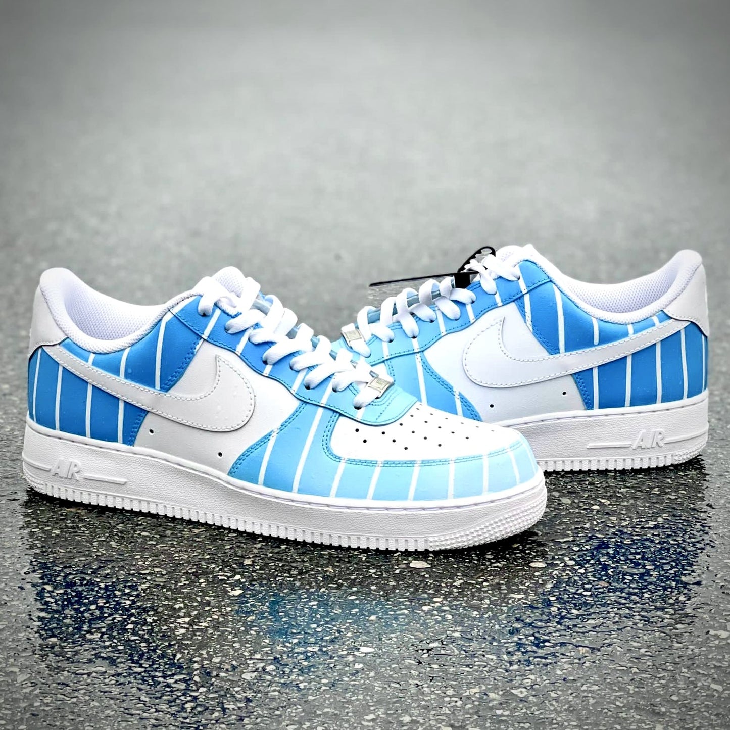 Custom Air Force 1 Blue And White With Stripes