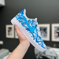 Custom Air Force 1 Blue White Splatter
