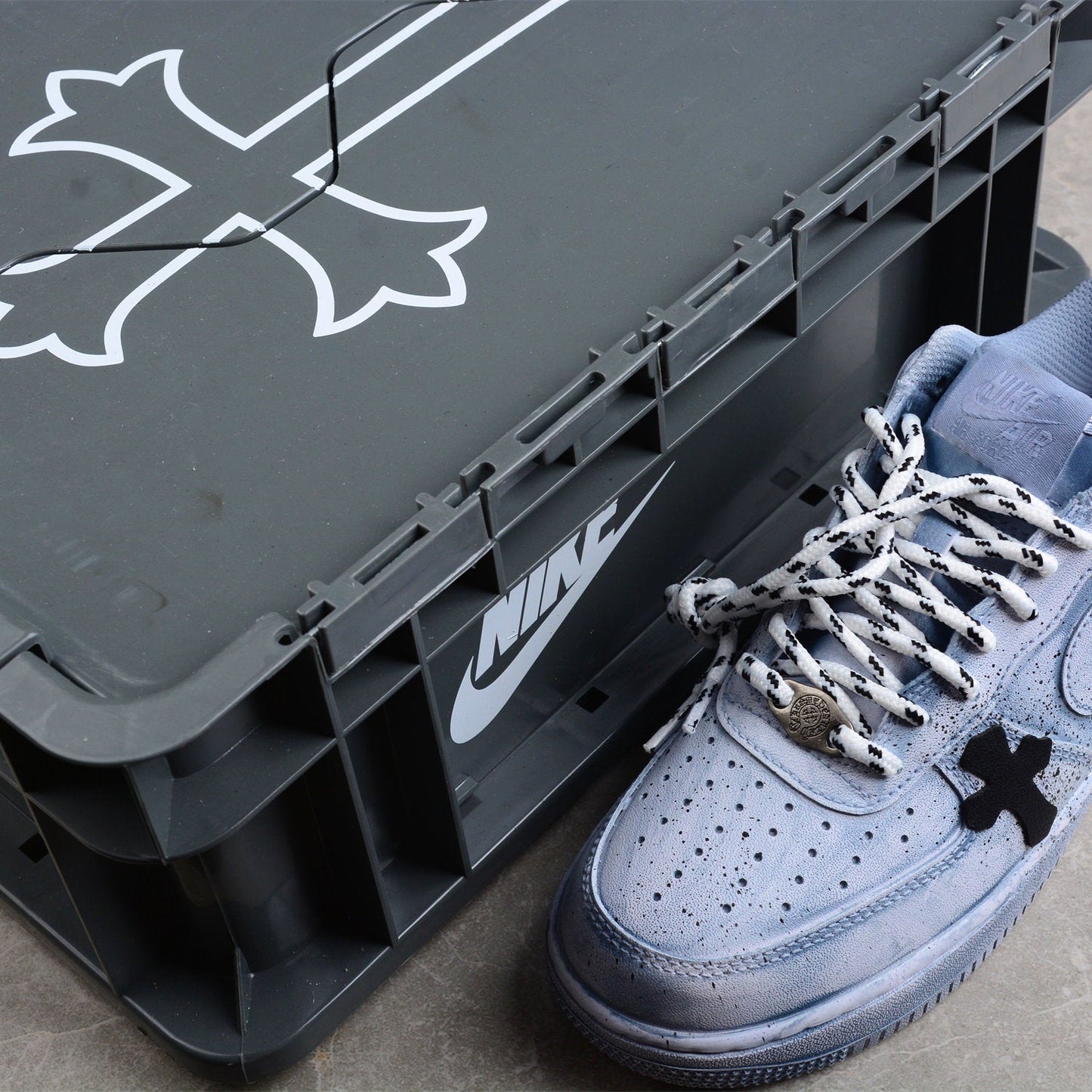 Custom Air Force 1 Blue With Black Crosses