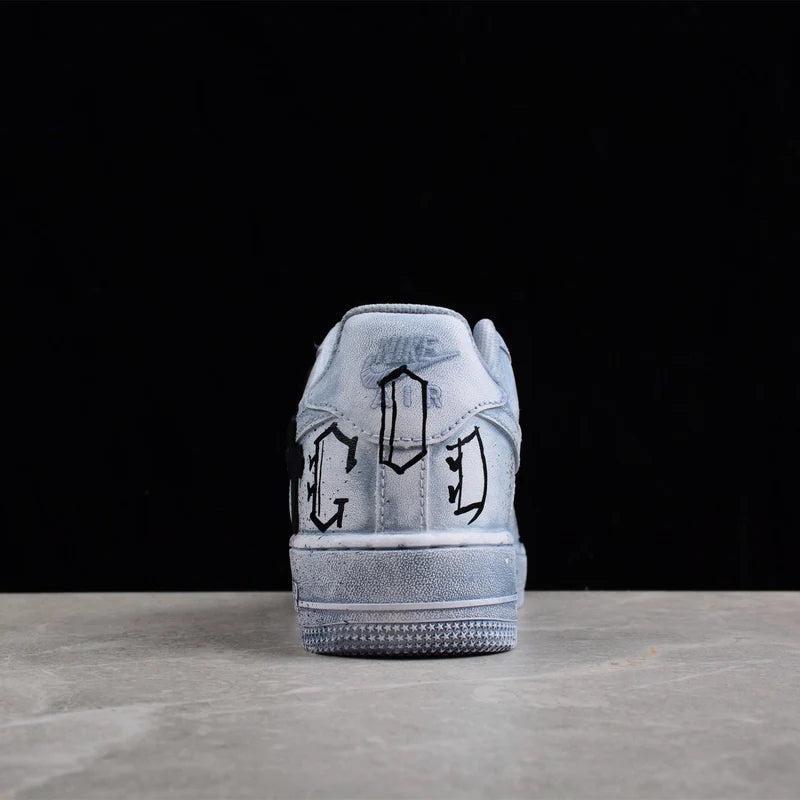 Custom Air Force 1 Blue With Crosses And Splatter Design