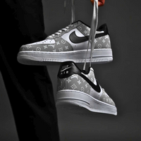 Custom Air Force 1 Grey White Adorned With LV Motifs