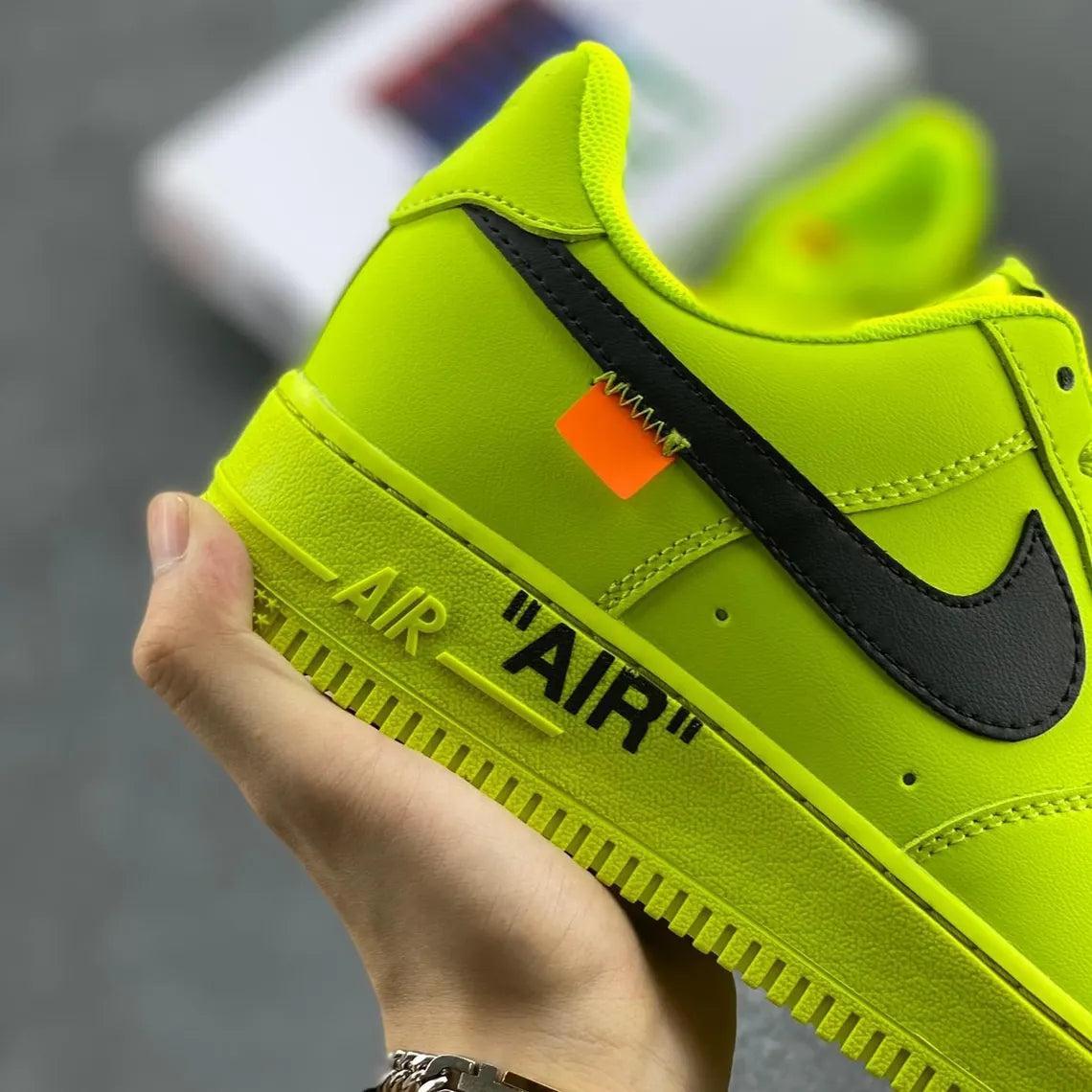 Custom Air Force 1 Neon Yellow Black Swoosh