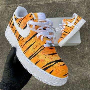 Custom Air Force 1 Orange With Tiger Stripes