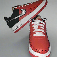 Custom Air Force 1 Red Black With Rhinestones