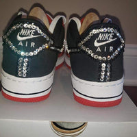 Custom Air Force 1 Red Black With Rhinestones