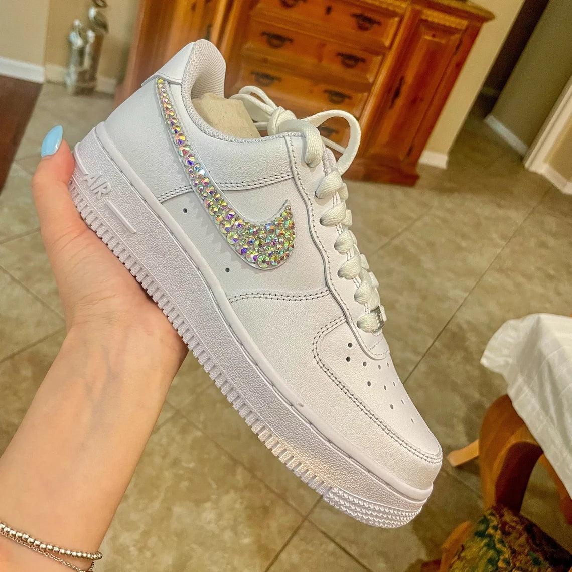 Custom Air Force 1 Sliver Rhinestones Swoosh