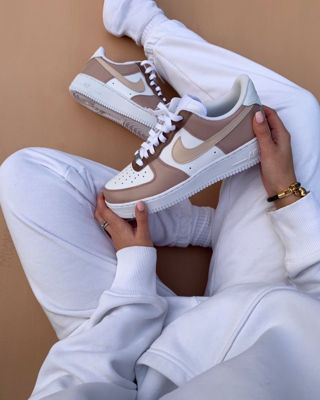 Custom Air Force 1 White And Beige