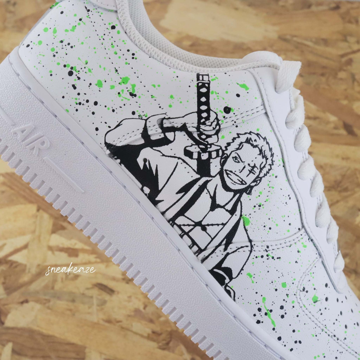 Custom Air Force 1 White Anime Characters With Green Splatter
