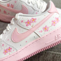 Custom Air Force 1 White Baby Pink Floral Pattern