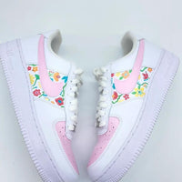 Custom Air Force 1 White Baby Pink Floral Pattern