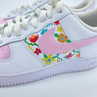 Custom Air Force 1 White Baby Pink Floral Pattern