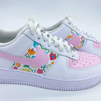 Custom Air Force 1 White Baby Pink Floral Pattern