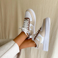 Custom Air Force 1 White Beige Color - Blocked