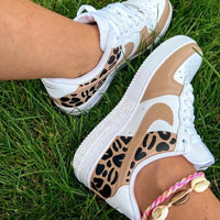 Custom Air Force 1 White Beige With Leopard Print