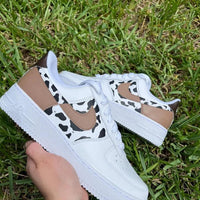 Custom Air Force 1 White Black Cow Print