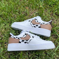 Custom Air Force 1 White Black Cow Print