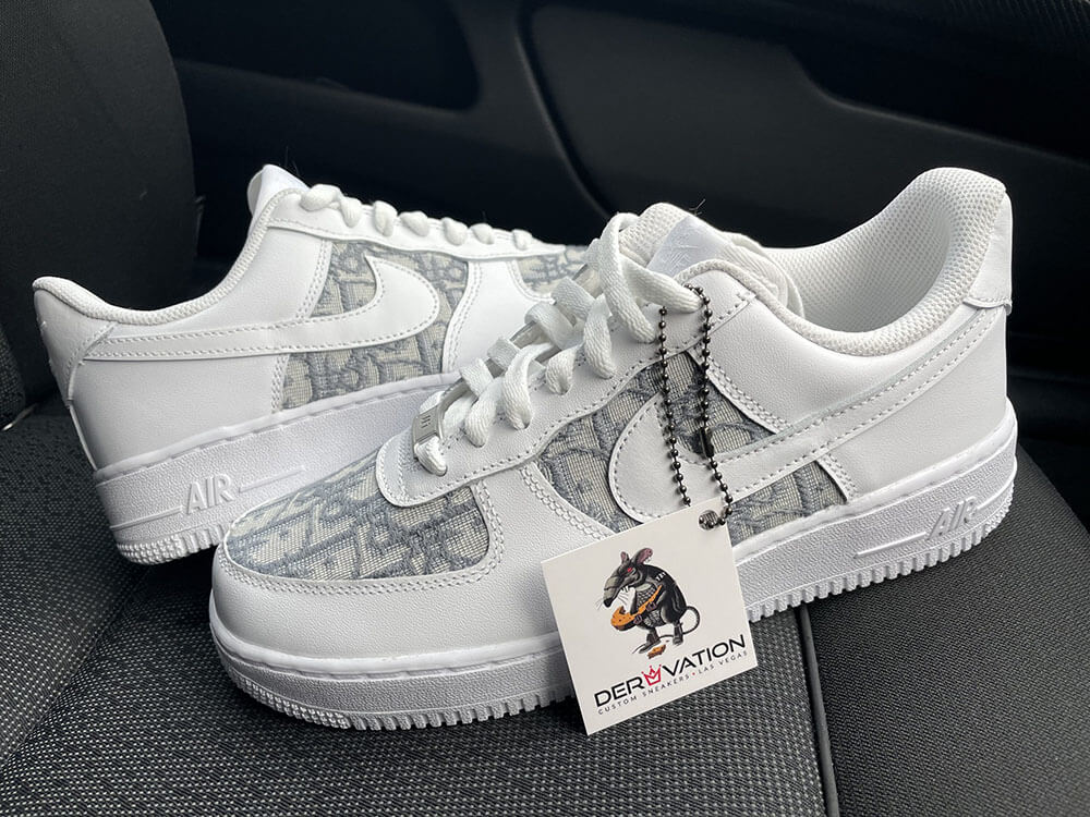Custom Air Force 1 White Black With Dior Pattern